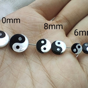 Mother Of Pearl Tai Chi Spacer Beads ,6mm 8mm 10mm Double Sided Yin Yang Beads ,5 - 100pcs Bulk Lot Options , Shell Beads ,  Mop Wholesale