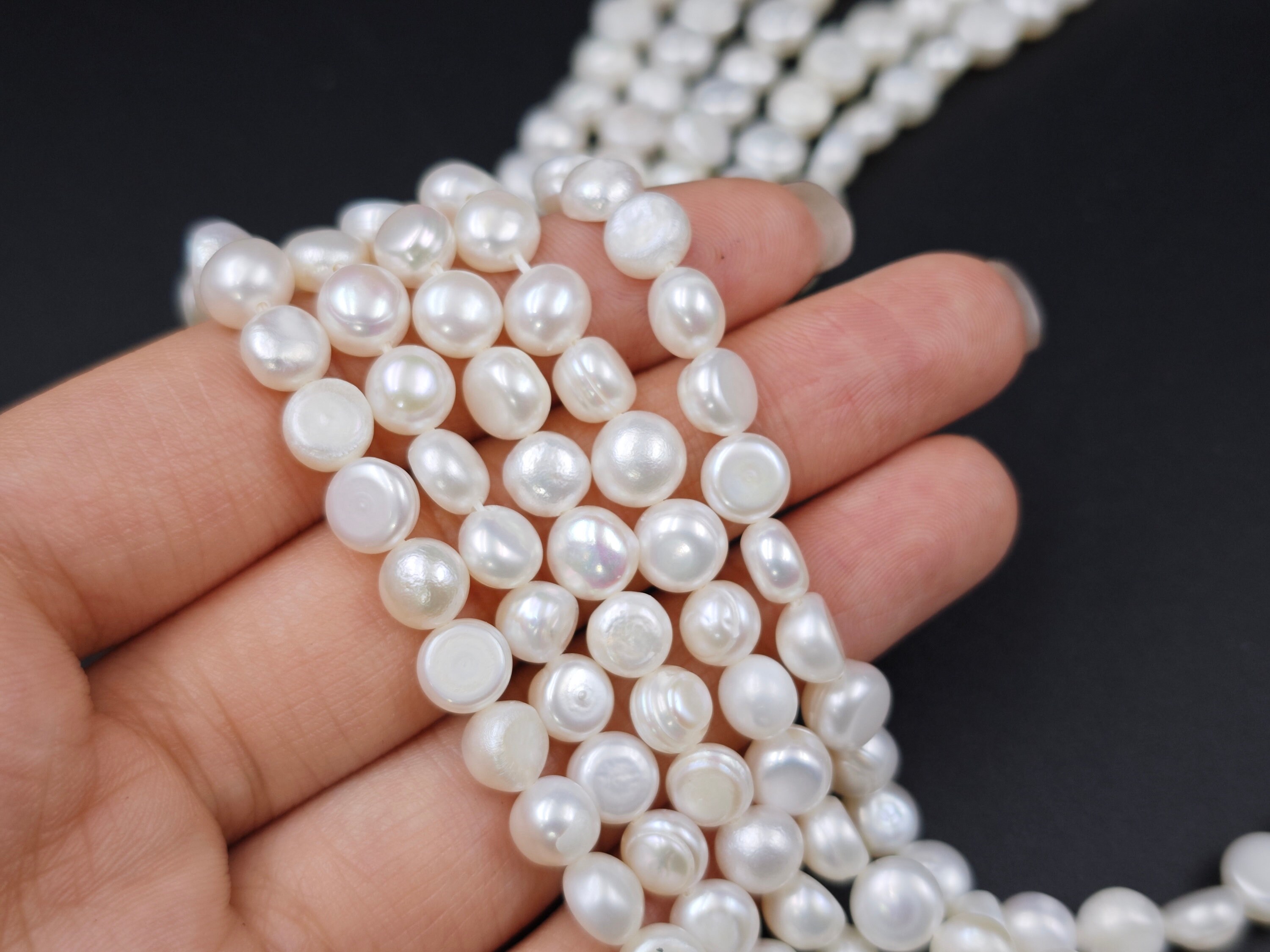 5.5 - 7 mm Freshwater Potato Pearls , Freshwater Button Pearls , White Irregular Nugget Pearl Beads , 14 ''per strand, 1 strd or more, YB555
