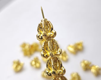 Cuentas de flores de corona hawaianas doradas de 13 × 14 mm, cuentas de flores de corona de aleación de zinc, cuentas de flores de corona doradas, 20 piezas o más, YB1439