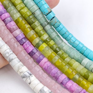 3×6.5 mm Multi-color Heishi Stones Beads , Smooth Rainbow Heishi Disc Beads , Colorful Rondelle Beads , 15&#39;&#39; per strand, for 1 strd , YB846