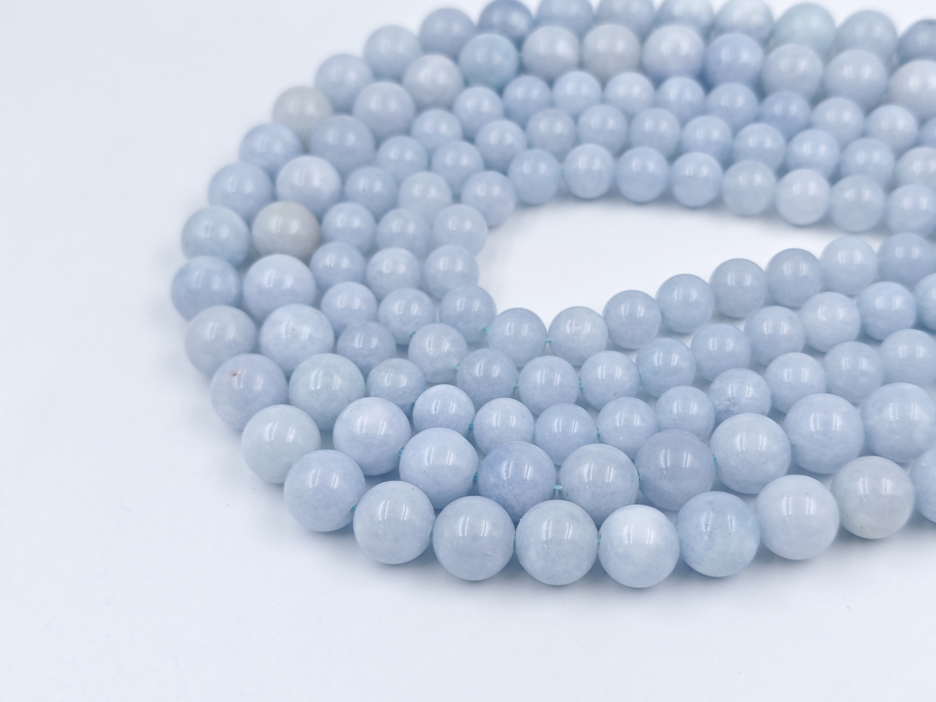 Schöne Natürliche 6/8/10mm Blaue Jade-Edelstein-runde Lose Perlen 15