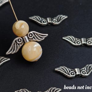 7x23 mm Antique Silver Angel Wings Beads , 50 PCS  Double Sided Angel Wings Spacer Beads , Antique Silver Angel Fairy Wings Sliders , YB1174