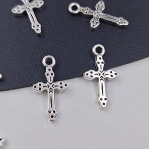 11×21 mm 30 pcs Antique Silver Cross Charms , Double Sided Cross Charms , Cross Metal Charms , Religious Metal Pendants , Wholesale , YB1098