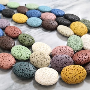 15pcs MultiColor Lava Rock beads , Oval Shape Volcanic Rock Beads , Gemstone Beads Supplies ,Natural Lava Beads Wholesale 20x28mm