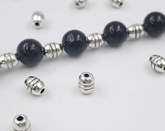 4.5 x 6 mm Antike Silber Trommel Perlen, 40 STÜCK Antike Silber Trommel Perlen, Tibetische Silber Tribal Trommel Perlen, Bali Style Beads, yb1229