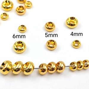 18K Gold Plated Donut Beads, Gold Plated Rondelle Beads , Wheel Beads , Gold Smooth Donut Spacer Beads , Tire Beads , 50 pcs or more , YB237