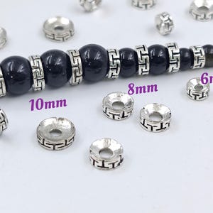 6/ 8/ 10mm Antique Silver Rondelle Spacers Beads, 40 pcs Metal Rondelle Spacer Beads , Tibetan Silver Spacers, Diy Jewelry Supplies , YB1212