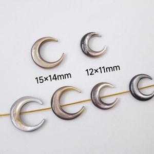 Contas de lua crescente com conchas pretas, contas de lua crescente pretas naturais, contas de lua crescente esculpidas, contas de lua crescente com chifre duplo, 2 peças ou mais, YB957