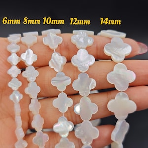 Mother Of Pearl Four Leaf Clover Beads, White MOP Clover Beads,Shell Clover Beads, 5 pcs or more , Optional, DIY Jewelry Making ,YB16