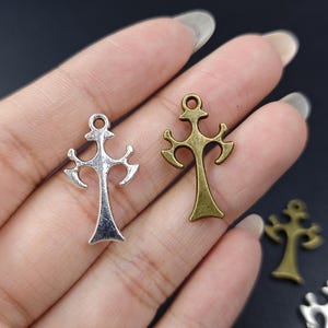 13 x 23 mm antiek zilver/brons Egyptische Ankh-bedels, Key of Life-bedels, 40 stuks Egyptische Ankh-bedels, Effen Ankh-kruisbedels, YB1115