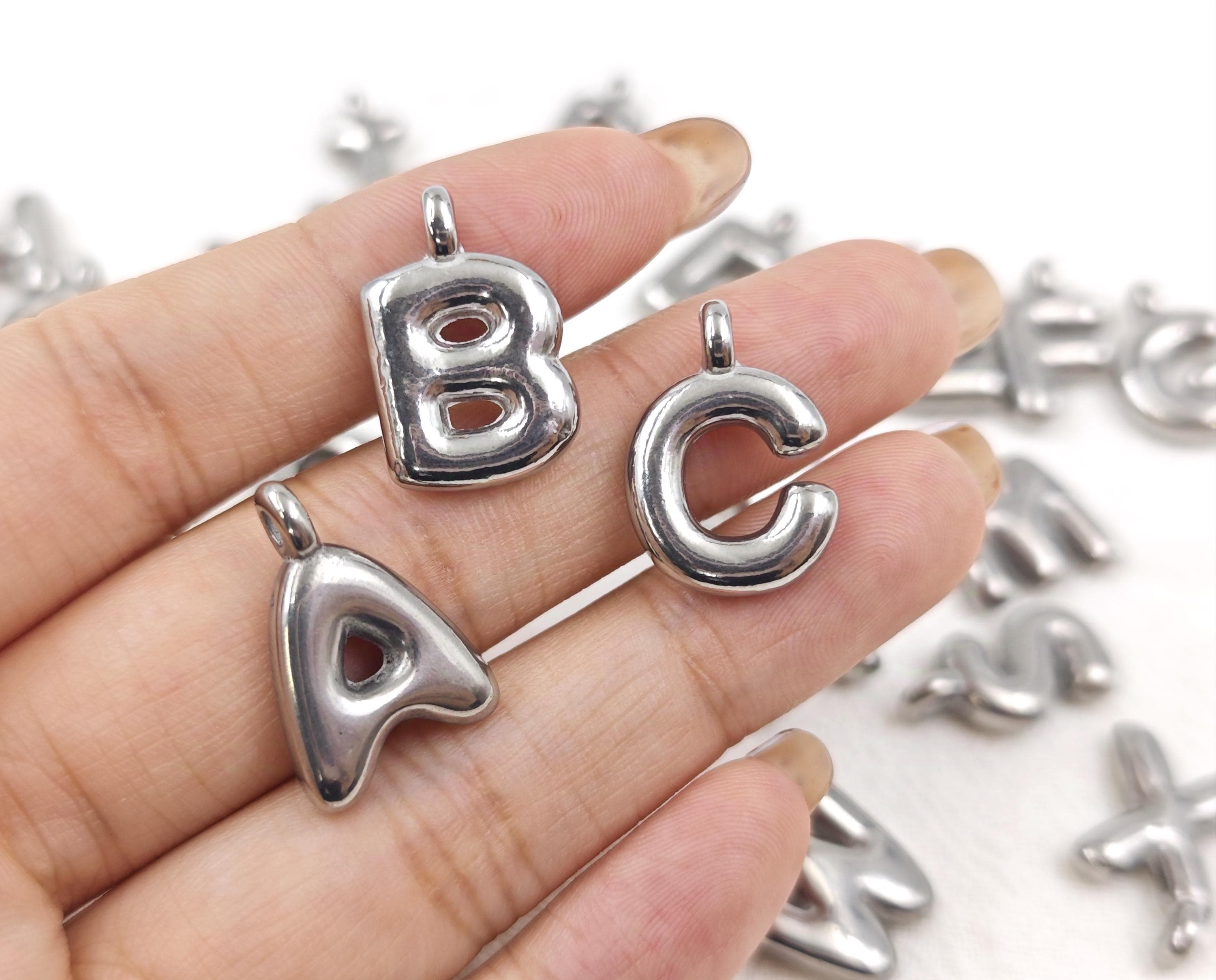 1 Piece Stainless Steel Alphabet Balloon Charms , Bubble Letter Charms ...