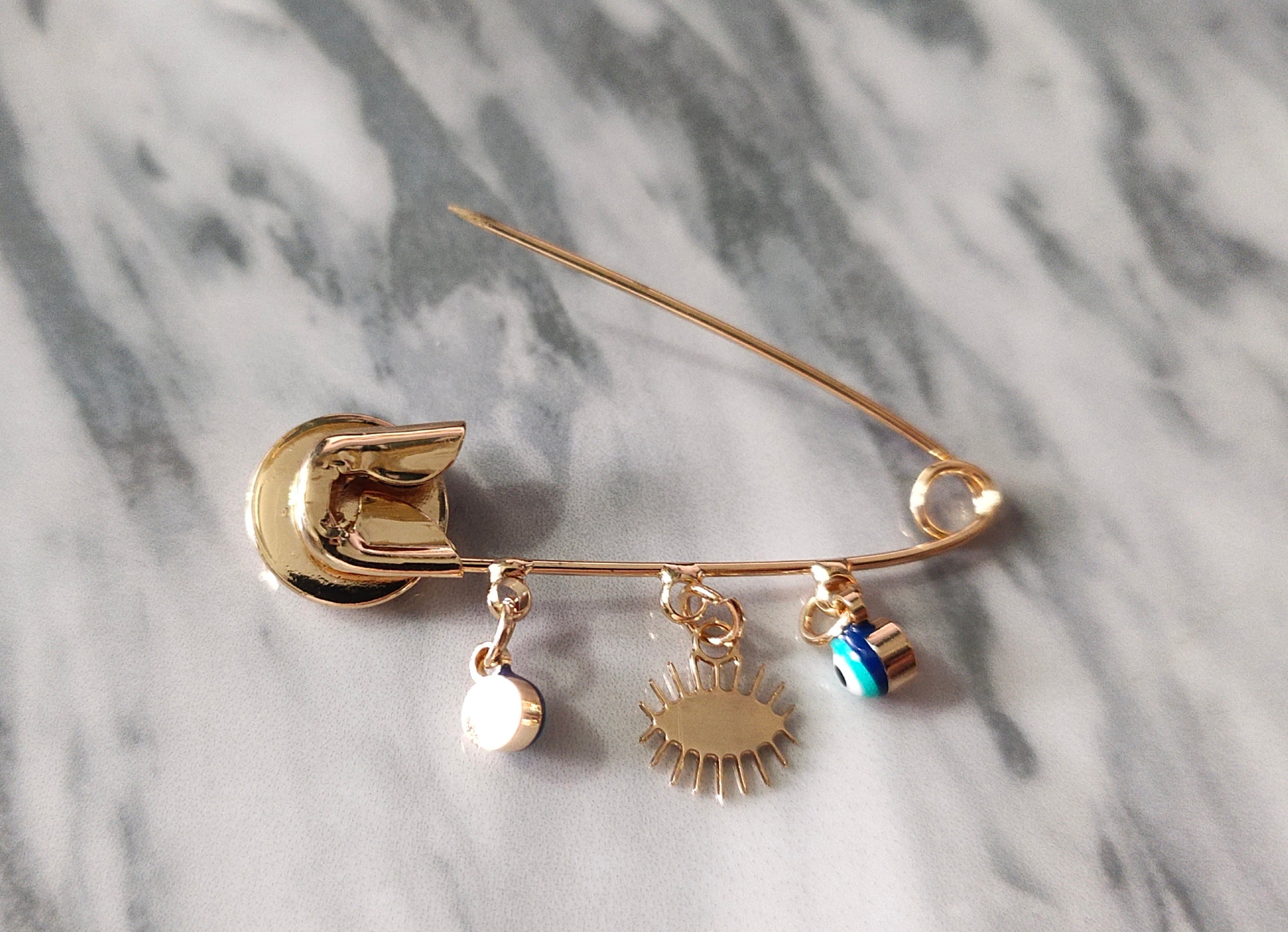 1 10 Pieces Evil Eye Protection Pins 38mm Turkish Evil Eye Etsy