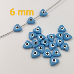 Heart Shape Mother Of Pearl Evil Eye Beads,Turkish Evil Eye Beads, Blue Heart beads, Evil eye protection ,Quantity Options,For handwork,YB13