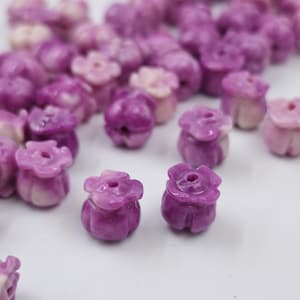 8x8.5 mm Hawaiian Purple Crown Flower Beads ,  130 pcs Coral Powder Crown Flower Beads , Purple Crown Flower Beads , YB1249