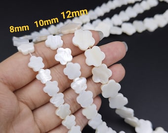 Cuentas de flores de concha de agua dulce, cuentas de flores de MOP blancas naturales, cuentas de flores de concha de agua dulce, 15'' por hebra, 1 o 3 hebras, YB533