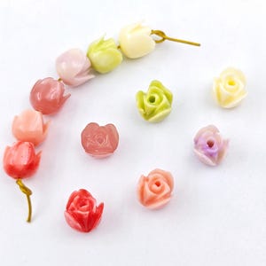 7×7 mm Colorful Tulip Beads , Coral Resin Multicolor Tulip Flower Beads , Hawaiian Pakalana beads, Resin Tulips Buds , 30 pcs or more ,YB925