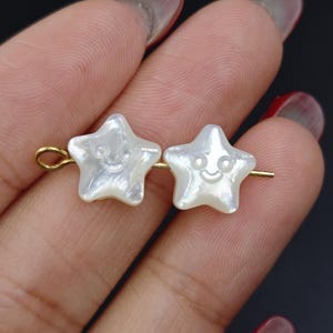 10 mm Perlmutt-Sternperlen, MOP Happy Star mit Gesichtsperlen, süße kleine Sternperlen, Perle geschnitzte Sternperlen, 2 Stück oder mehr, yb1071