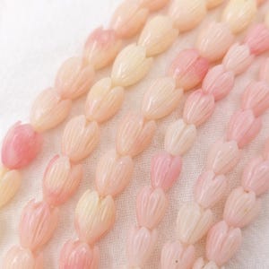 Cuentas de pikake rosa abigarradas de 7*9 mm, cuentas de jazmín rosa abigarradas de coral de resina, cuentas de pikake de polvo de coral hawaiano, 30 piezas o más, YB1053