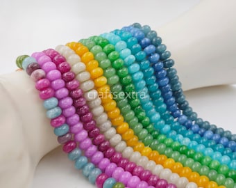 5×8 mm Multi color Dyed Jade Rondelle Beads, Colored Jade Rondelle Beads ,  Rondelle Colorful Beads, 15'' per strand , for 1 strd , YB1244