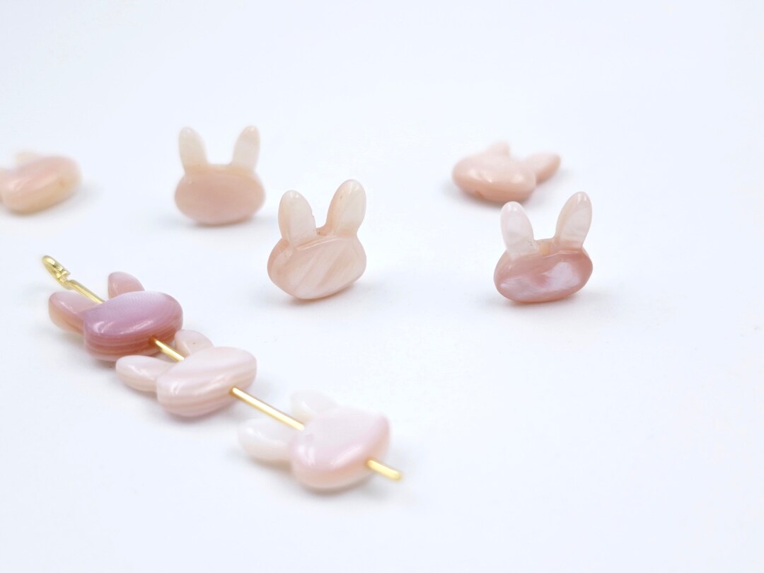 8×10 Mm Mother of Pearl Rabbit Beads, Pink MOP Bunny Beads, Cute Rabbit ...