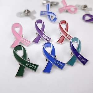 Spilla per la sensibilizzazione sul cancro al seno, spilla con nastro contro il cancro, spilla con nastro contro il cancro con "Speranza", prevenzione del cancro al seno, 5 pezzi o più, YB1405