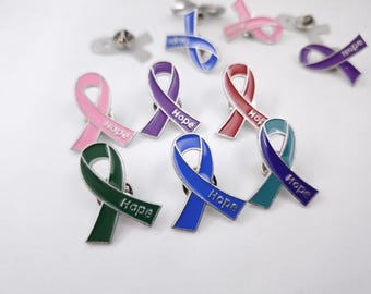 Breast Cancer Awareness Pin, Cancer Ribbon Pin, Cancer Ribbon Pin with "Hope", Breast Cancer Breast Cancer Prevention, 5 pcs or more, YB1405