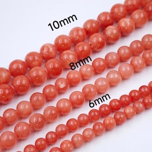 6/8/10 mm Orange Round Malay Jade Beads ,  Smooth Round Orange Jade Beads , 16&#39;&#39; per strand, for 1 strd , Gemstone Beads Supplies , YB543