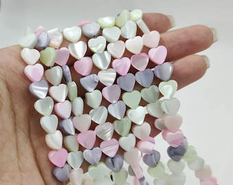 8mm Mother Of Pearl Colorful Heart Beads , MOP Heart Beads, Love shell beads, Natural Shell Heart Beads , 15.5" per strd ,Hole 0.7 mm ,YB31