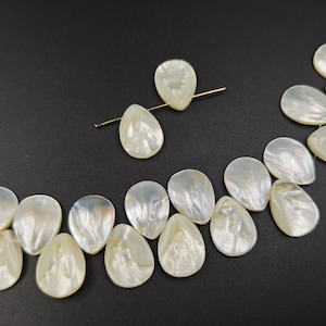 Mother Of Pearl Teardrop Beads, Natural Sea Shell Teardrop Beads , Natural White MOP Teardrop beads , Size optional , 5 pcs or more , YB64