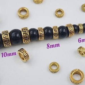 6/ 8/ 10 mm Antique Gold Rondelle Spacers Beads , 40 pcs Metal Rondelle Spacer Beads , Vintage Gold Spacers , Diy Jewelry Supplies , YB1216