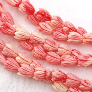 7 × 9 mm Abalorios de Pikake Rosa Abigarrado, Abalorios de Jazmín Rosa Coral de Resina Compuesta, Abalorios de Pikake de Polvo de Coral Hawaiano, 30 piezas o más, YB921