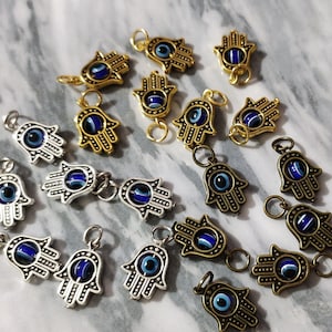 13x18mm Double-Sided Evil Eye Hamsa Charm ,Turkish Evil Eye Charms , Evil Eye Charms , Evil Eye Jewelry , 15pcs 30pcs and 50pcs  For Choice