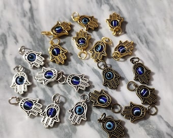 13x18mm Double-Sided Evil Eye Hamsa Charm ,Turkish Evil Eye Charms , Evil Eye Charms , Evil Eye Jewelry , 15pcs 30pcs and 50pcs  For Choice