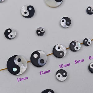 6 - 14 mm MOP Tai Chi Spacer Beads , Double Sided Yin Yang Beads , Mother of Pearl Eight Diagrams Beads, Taoism Beads , 5 pcs or more, YB01
