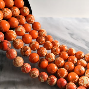 Full Strand Orange Sea Sediment Jasper Beads 4mm 6mm 8mm 10mm Natural Emperor Stones Beads for Jewelry Making ,Gemstone Beads Supplies