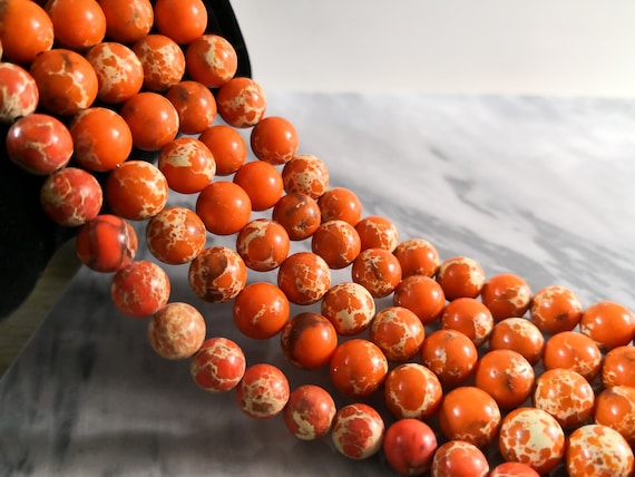 Full Strand Orange Sea Sediment Jasper Beads 4mm 6mm 8mm 10mm