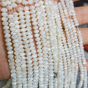Mother Of Pearl Smooth Abacus Beads , White MOP Roundel Spacer Beads , 4mm, 6mm Shell Rondelle Beads ,Grade AAA , 15.5&quot; Full Strand , YB211