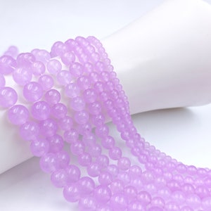 4/6/8/10 mm Lilac Purple Jade Smooth Round Beads , lavender Violet Purple Malay Jade Beads , 15&#39;&#39; per strand , for 1 strd , Gemstone , YB589