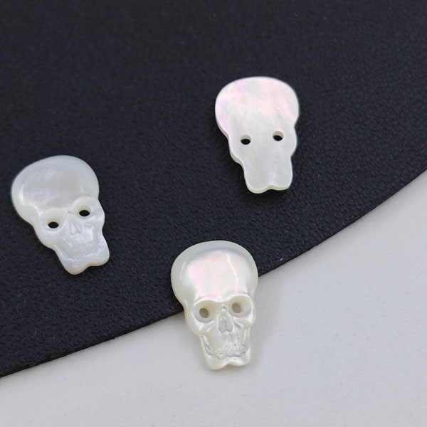 8×11.5 mm Mother Of Pearl Carved Skull, No Drilled , Carved White MOP Skull Charms, White Shell Skull , 2 pcs or more,YB794