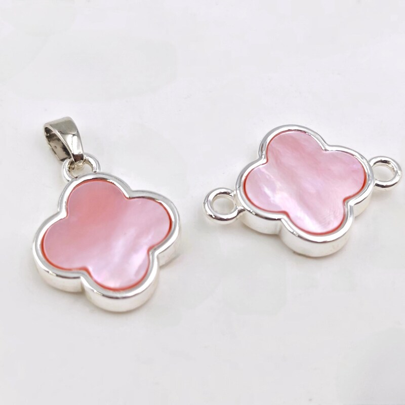 CLOVER PEDANT PINK MOP GOLD NECKLACE main image 0