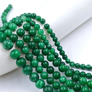 6 / 8 / 10 mm Green Jade Smooth Round Beads ,  Dark Green Malay Jade Beads , 15&#39;&#39; per strand , for 1 strd , Gemstone Wholesale , YB574