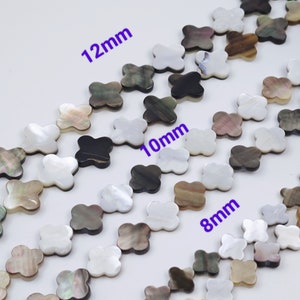 Mother Of Pearl Four Leaf Clover Beads , Black Lip Shell Clover Beads , Black Gray Clover Beads , Mop Clover Beads , 20 pcs or more , YB278
