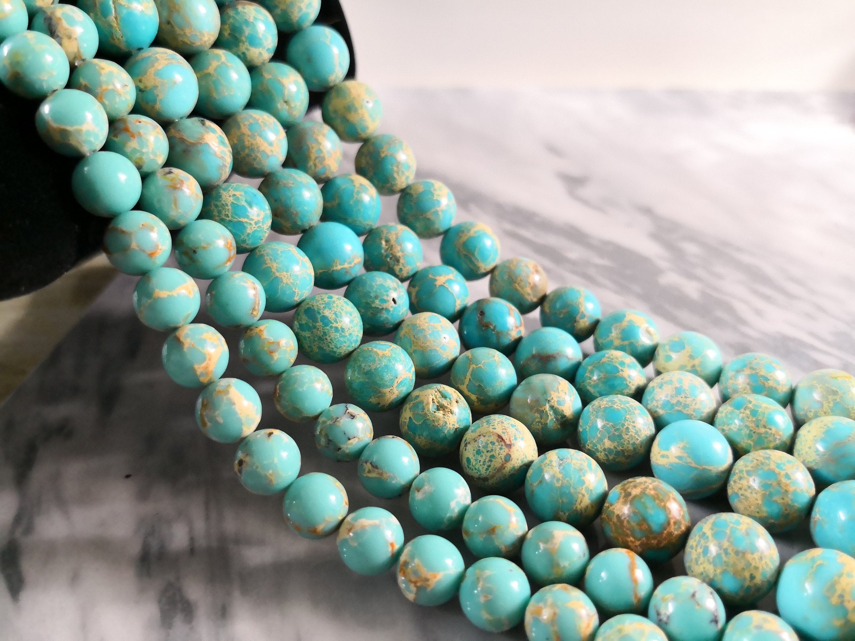 Natural Sea Sediment Jasper Gemstone Round Coin Loose Beads 16'' Strand 8mm 10mm