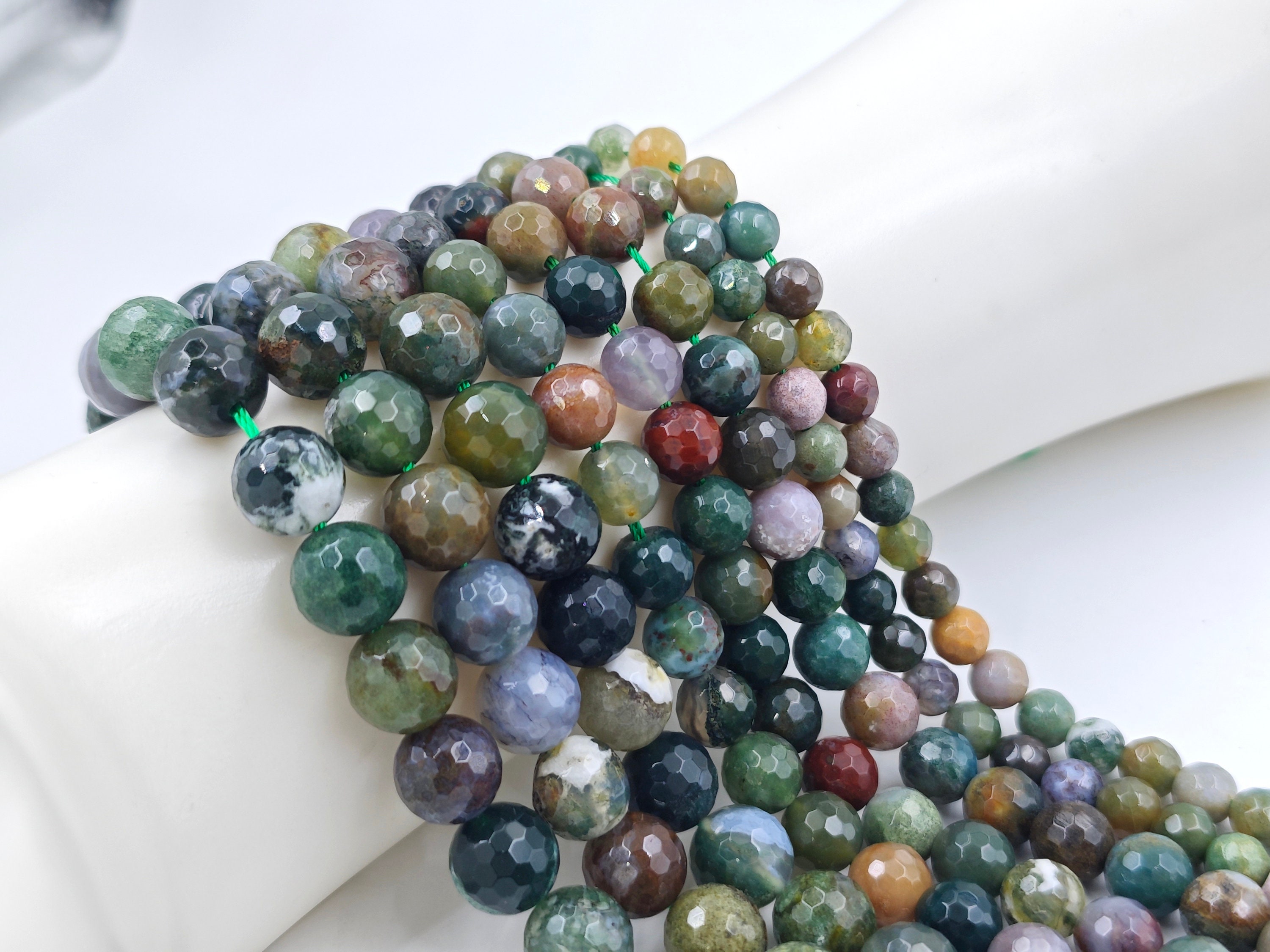 Perline Rondelle Sfaccettate In Agata Verde Naturale Autentica - Foto 4