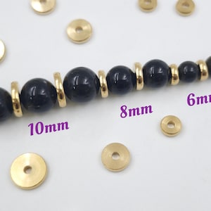 6/ 8/ 10 mm Brass Flat Round Spacer Beads , 50 pcs Metal Disc Spacer Beads , Metal Heishi Spacers , Round Flat Disc Roundel Beads , YB1219