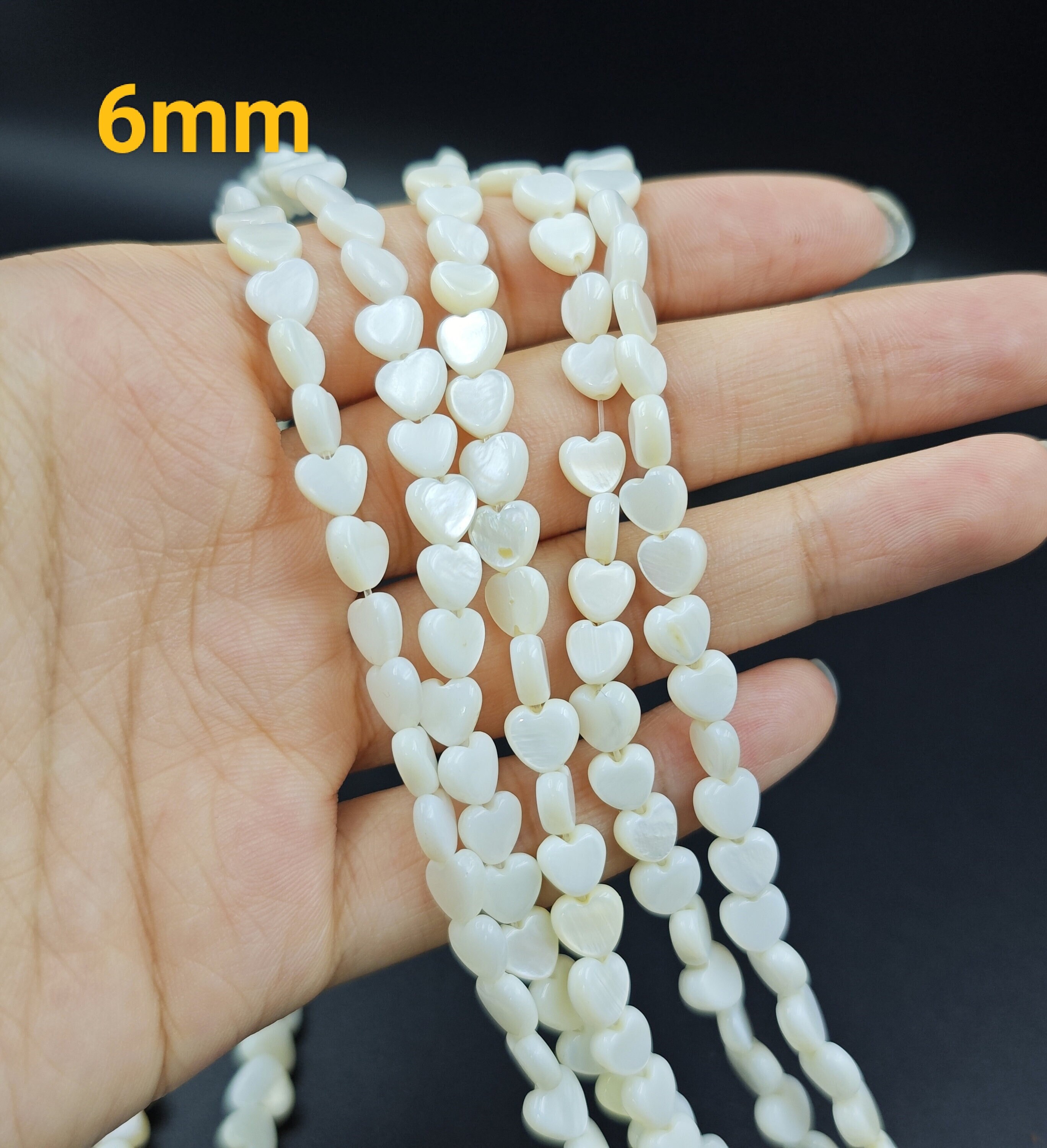 White Mother of Pearl Heart Beads ,white MOP Puff Heart