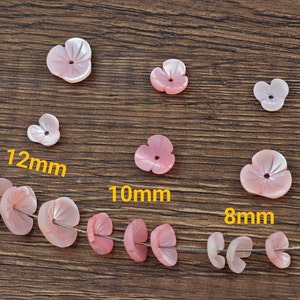 Mother Of Pearl Carved Flower Beads,  Exquisite Natural Pink MOP Cap Beads, 3 Petals Bowl Flower Beads, 5 pcs or more, Center Drilled ,YB174