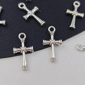 11×20 mm 30 pcs Antique Silver Cross Charms , Double Sided Cross Charms , Cross Metal Charms , Religious Metal Pendants , Wholesale , YB1095