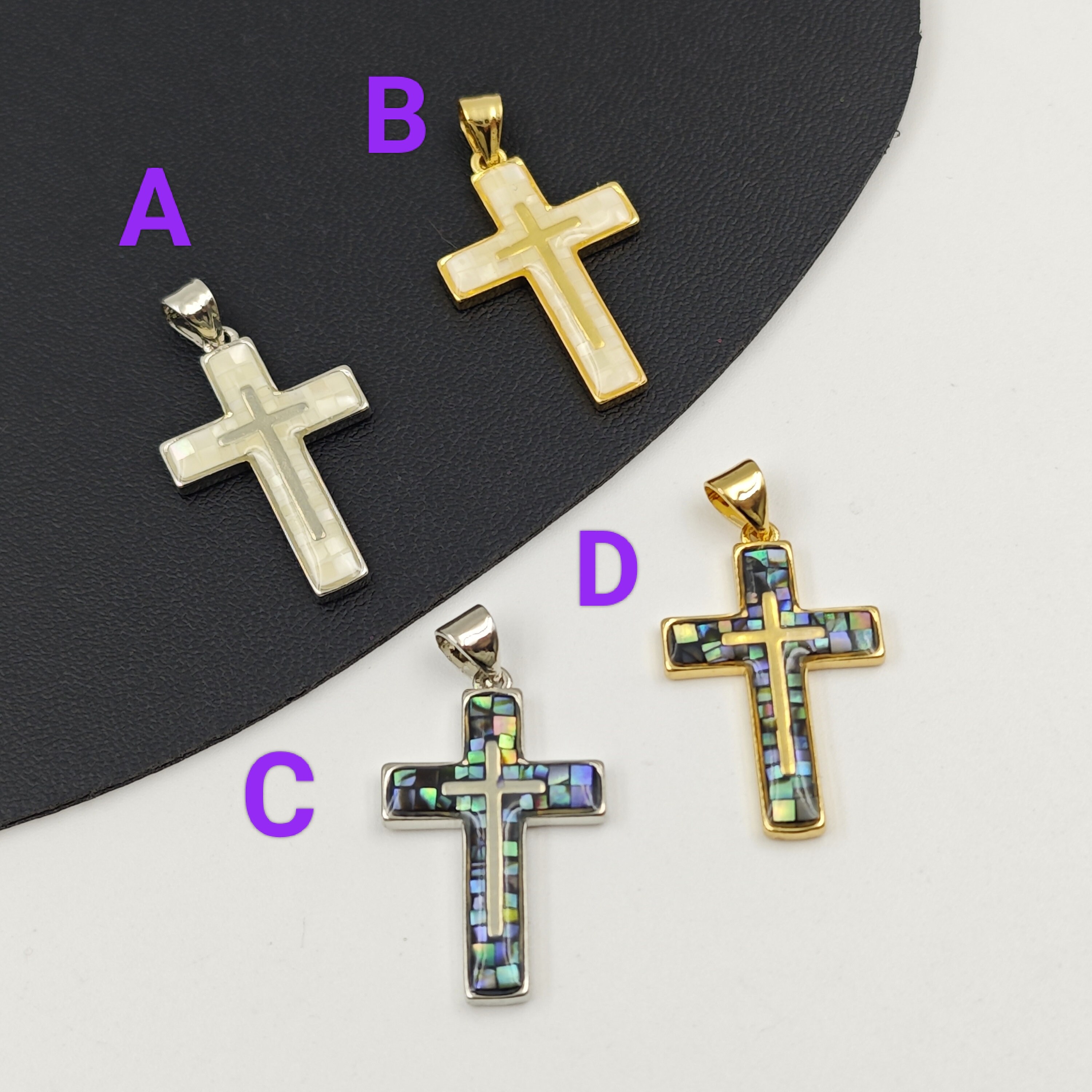 Abalone Cut-Out Cross Beads - A Grain of Sand