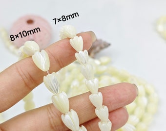 Mother of Pearl Pikake Beads , 8x10mm 7x8mm Jasmine Flower Beads , MOP Pikake, Carved Hawaiian Pikake Beads Wholesale ,5 pcs or more , YB130